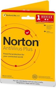 Norton Antivirus Plus | 1 User 1 Year |Additionally Includes Smart Firewall, Password Manager & PC Cloud Back Up| PC or Mac