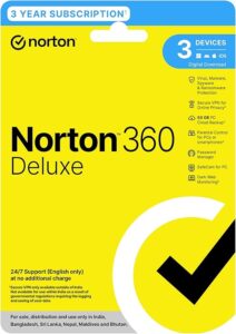 Norton 360 Deluxe |3 Users 3 Years|Total Security for PC, Mac, Android or iOS|Additionally Includes Password Manager,PC Cloud Back Up, SafeCam for PC